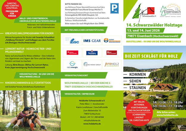 Festprogramm zu den 14.Holztagen in Eisenbach (Hochschwarzwald)