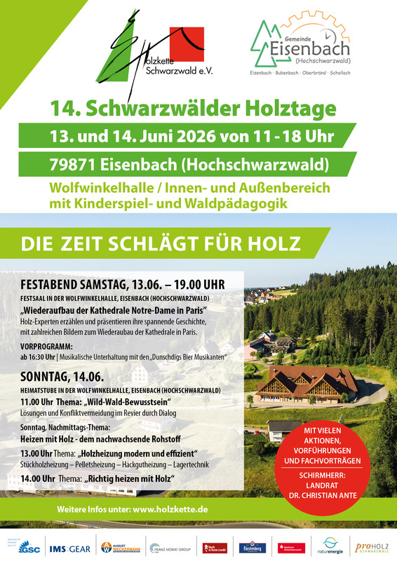 14.HOLZTAGE in Eisenbach(Hochschwarzwald) 13.6.2026-14.06.2026